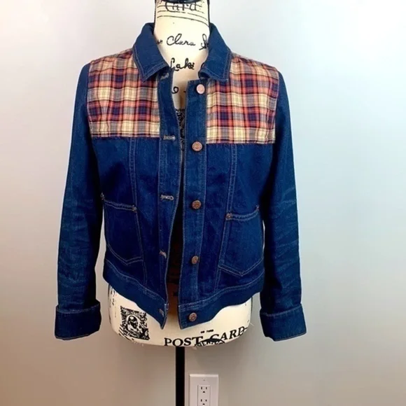 Madewell Denim Plaid Trucker Jean Jacket NWOT - Picture 6 of 13